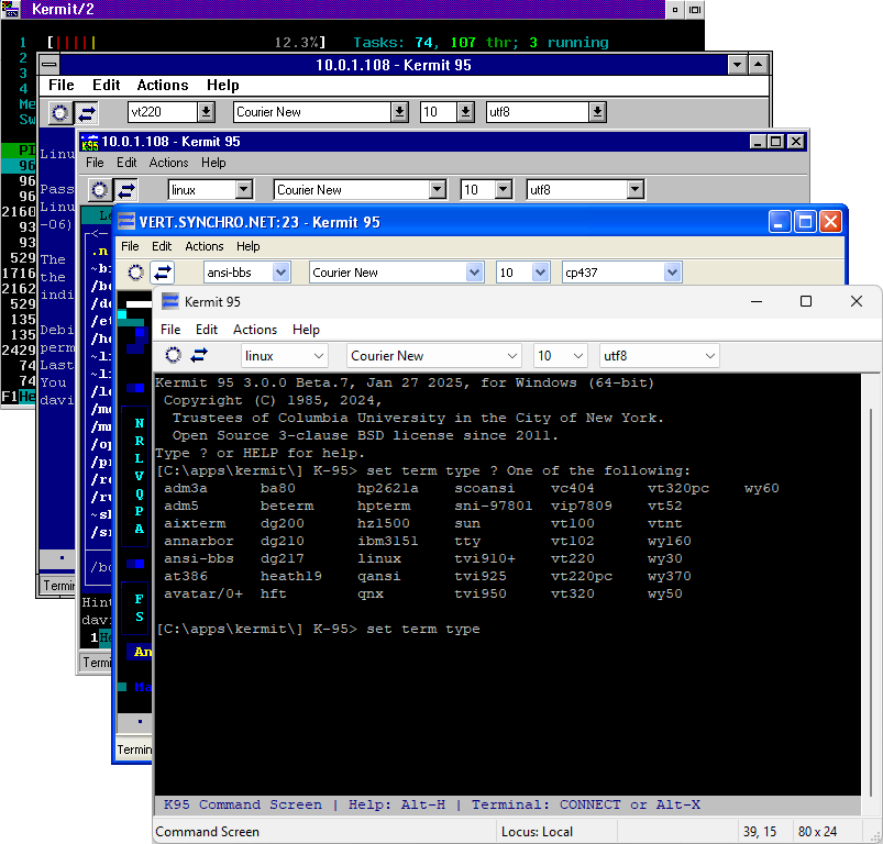 Kermit 95 on OS/2, Windows NT 3.51, Windows NT 4.0, Windows XP and Windows 11